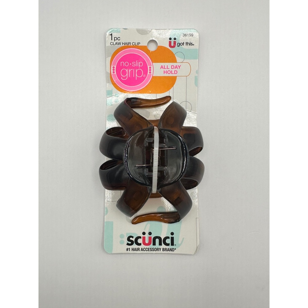 Scunci No Slip Grip Claw Hair Clip All Day Hold Tortoise Brown